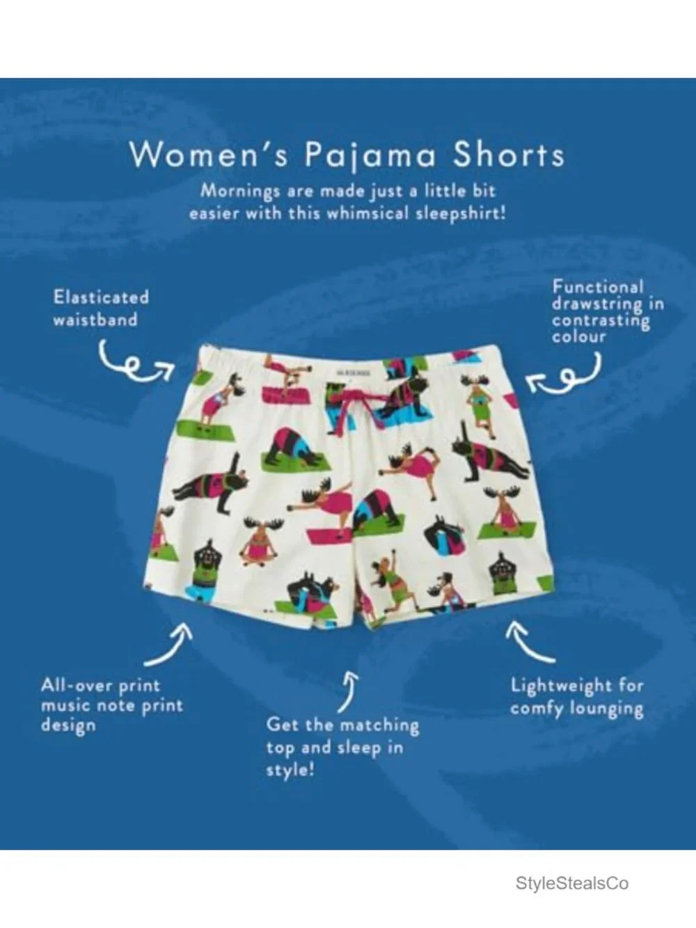 100% Cotton Pajama Shorts with Drawstring - Relaxed Fit